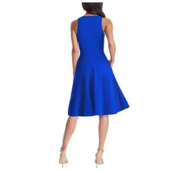 DRESS THE POPULATION Catalina Fit & Flare Cocktail Dress in Electric Blue Small - Picture 13 of 14